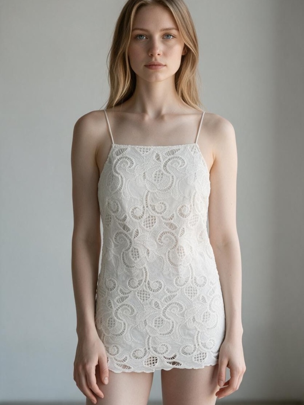 Lace Chemise Slip Dress in Ivory - Women Intimates
